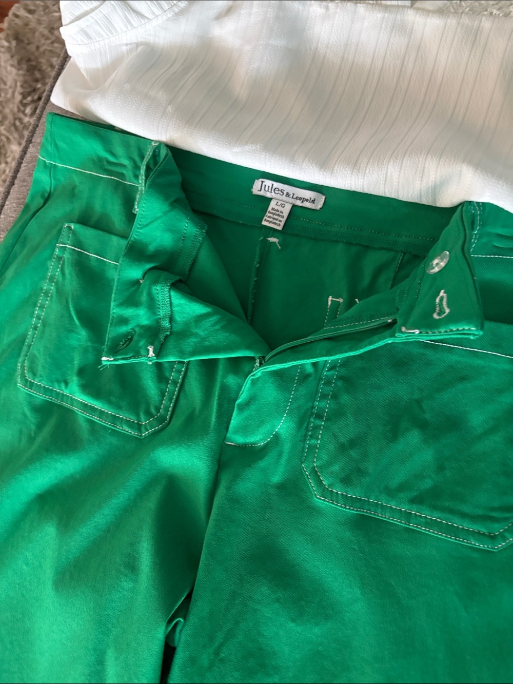 Jules & Leopold Bright Green Wide-Leg Pants - Picture 7 of 11